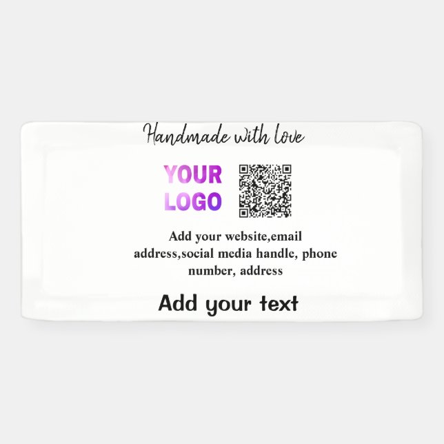 Simple minimal q r code add logo scan code name te banner (Horizontal)