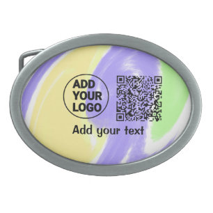 Simple minimal q r code add logo scan code name te belt buckle