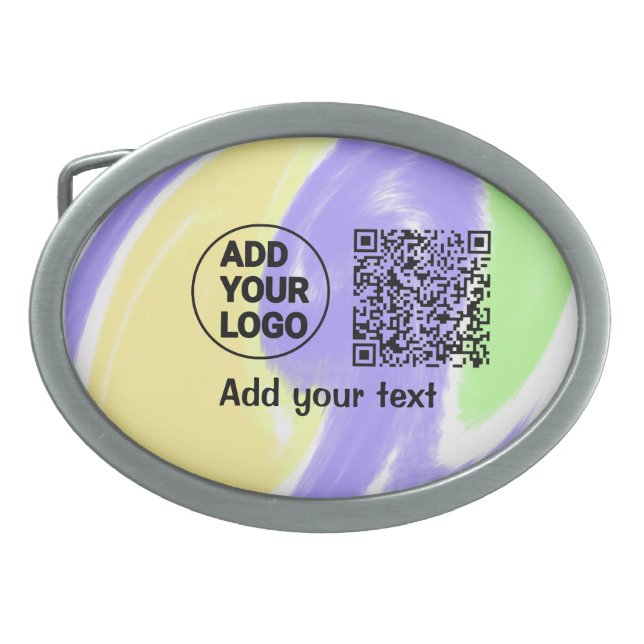 Simple minimal q r code add logo scan code name te belt buckle (Front)