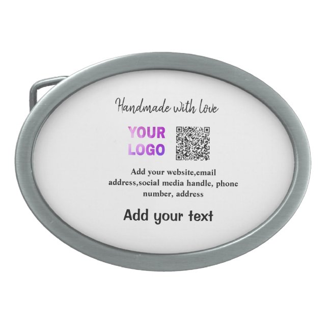 Simple minimal q r code add logo scan code name te belt buckle (Front)