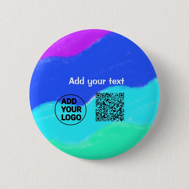 Simple minimal q r code add logo scan code name te button (Front)