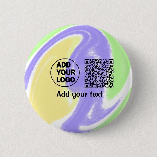 Simple minimal q r code add logo scan code name te button (Front)