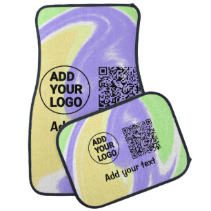 Simple minimal q r code add logo scan code name te car floor mat