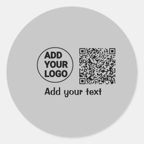 Simple minimal q r code add logo scan code name te classic round sticker