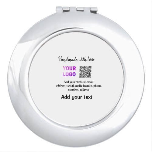 Simple minimal q r code add logo scan code name te compact mirror