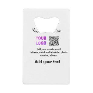Simple minimal q r code add logo scan code name te credit card bottle opener