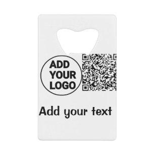 Simple minimal q r code add logo scan code name te credit card bottle opener