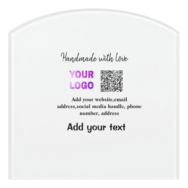 Simple minimal q r code add logo scan code name te door sign (Contour Front)