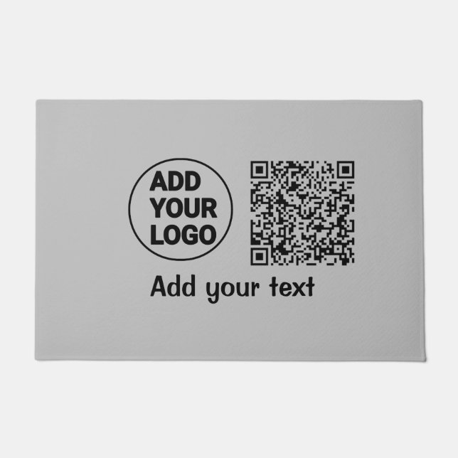 Simple minimal q r code add logo scan code name te doormat (Front)