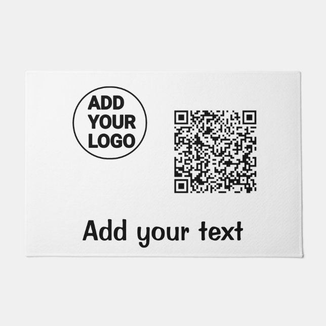 Simple minimal q r code add logo scan code name te doormat (Front)