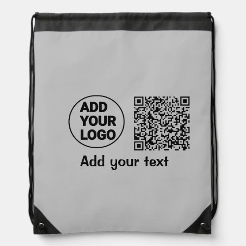 Simple minimal q r code add logo scan code name te drawstring bag