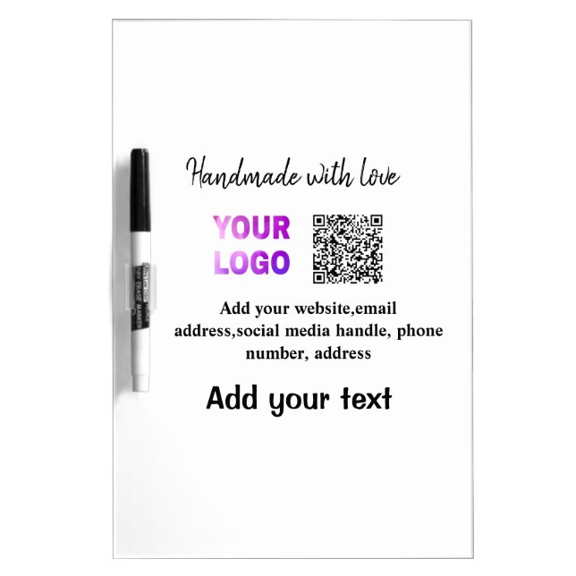 Simple minimal q r code add logo scan code name te dry erase board (Front)