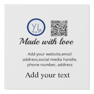 Simple minimal q r code add logo scan code name te faux canvas print