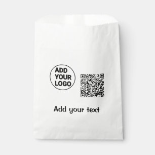 Simple minimal q r code add logo scan code name te favor bag