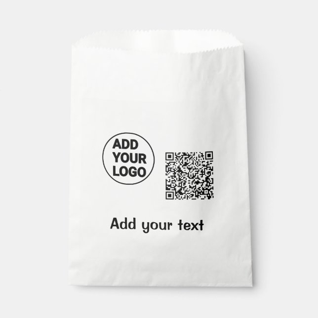Simple minimal q r code add logo scan code name te favor bag (Front)