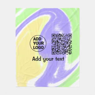 Simple minimal q r code add logo scan code name te fleece blanket