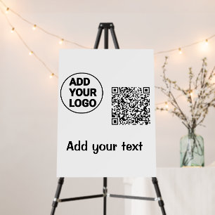 Simple minimal q r code add logo scan code name te foam board