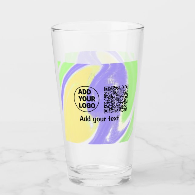Simple minimal q r code add logo scan code name te glass (Front)