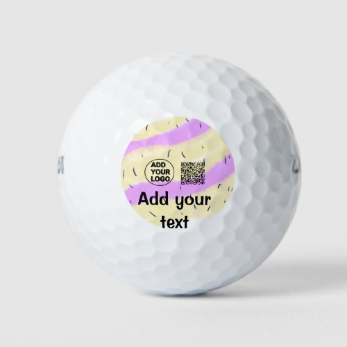 Simple minimal q r code add logo scan code name te golf balls