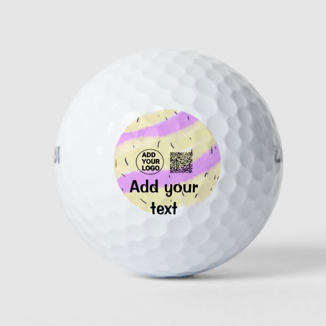Simple minimal q r code add logo scan code name te golf balls (Front)