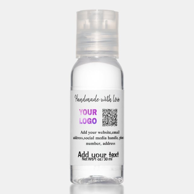 Simple minimal q r code add logo scan code name te hand sanitizer (Front)