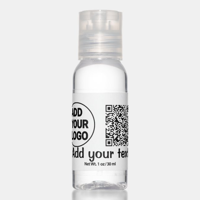 Simple minimal q r code add logo scan code name te hand sanitizer (Front)