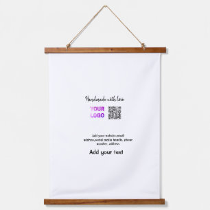 Simple minimal q r code add logo scan code name te hanging tapestry