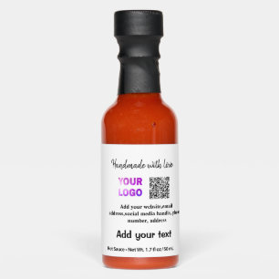 Simple minimal q r code add logo scan code name te hot sauces
