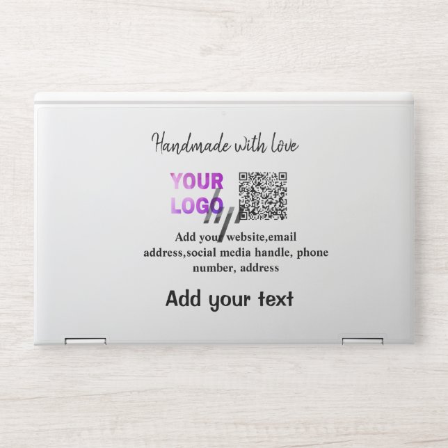 Simple minimal q r code add logo scan code name te HP laptop skin (Front)