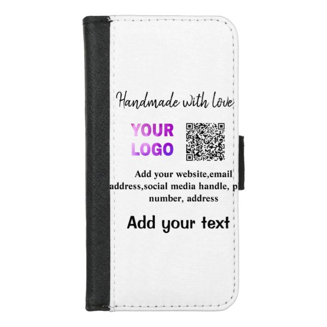 Simple minimal q r code add logo scan code name te iPhone wallet case (Front)