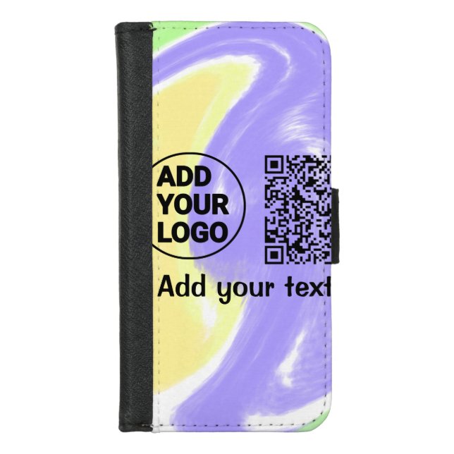 Simple minimal q r code add logo scan code name te iPhone wallet case (Front)