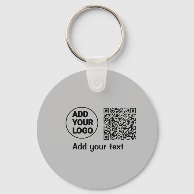 Simple minimal q r code add logo scan code name te keychain (Front)