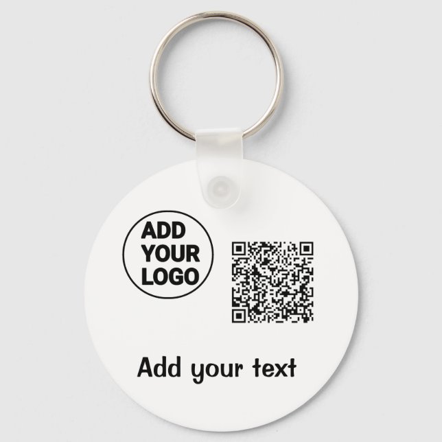 Simple minimal q r code add logo scan code name te keychain (Front)