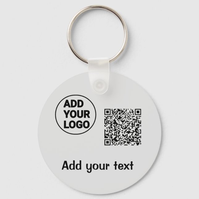 Simple minimal q r code add logo scan code name te keychain (Front)