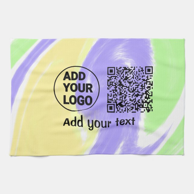 Simple minimal q r code add logo scan code name te kitchen towel (Horizontal)