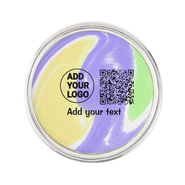 Simple minimal q r code add logo scan code name te lapel pin (Front)