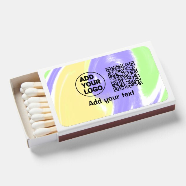 Simple minimal q r code add logo scan code name te matchboxes (Front Open)