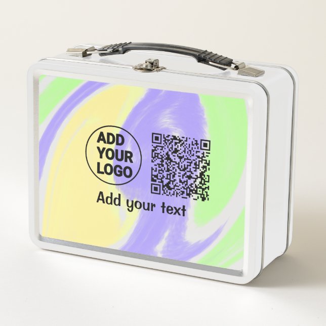Simple minimal q r code add logo scan code name te metal lunch box (Front)