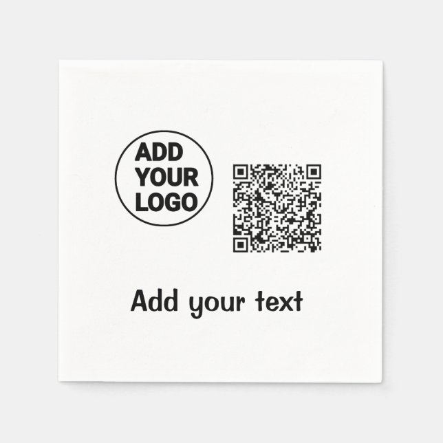 Simple minimal q r code add logo scan code name te napkins (Front)