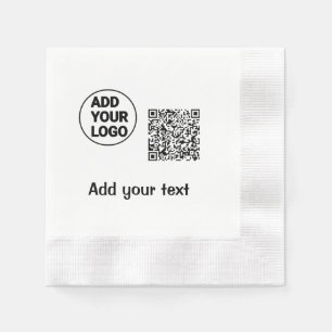 Simple minimal q r code add logo scan code name te napkins