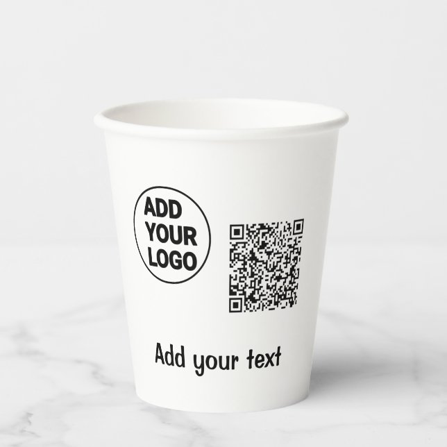 Simple minimal q r code add logo scan code name te paper cups (Front)