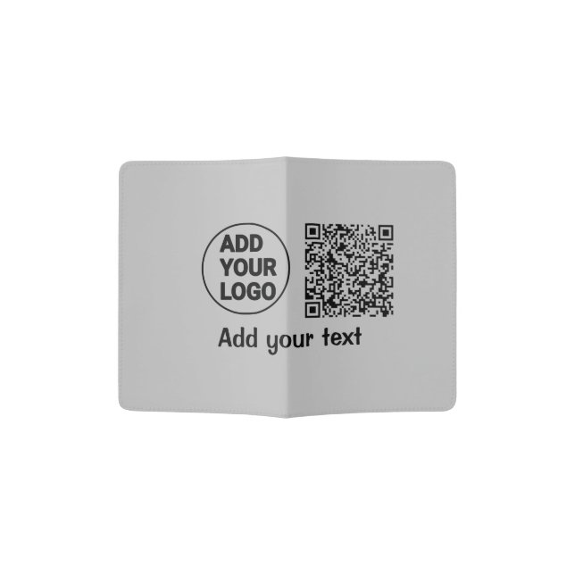 Simple minimal q r code add logo scan code name te passport holder (Opened)