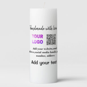 Simple minimal q r code add logo scan code name te pillar candle
