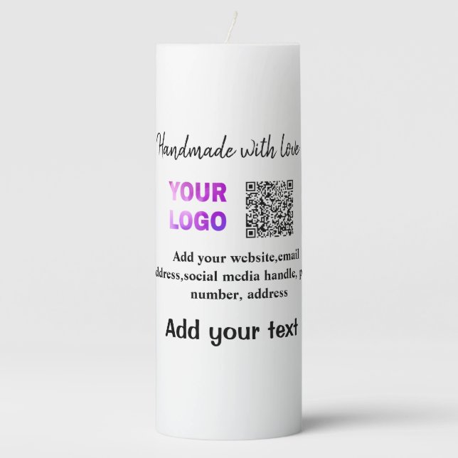 Simple minimal q r code add logo scan code name te pillar candle (Front)