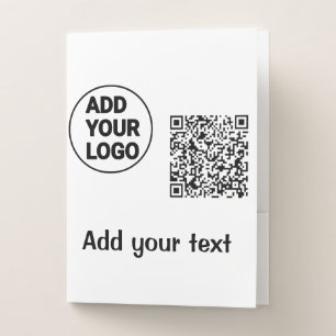 Simple minimal q r code add logo scan code name te pocket folder