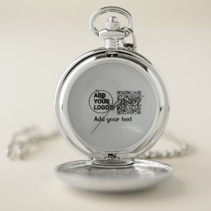 Simple minimal q r code add logo scan code name te pocket watch