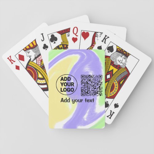 Simple minimal q r code add logo scan code name te poker cards
