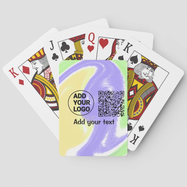 Simple minimal q r code add logo scan code name te poker cards (Back)