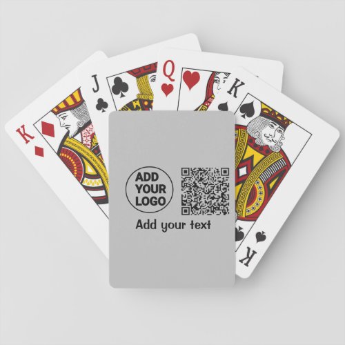 Simple minimal q r code add logo scan code name te poker cards