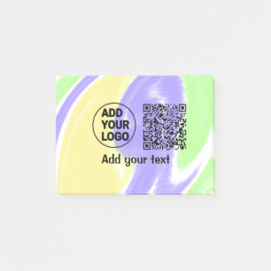 Simple minimal q r code add logo scan code name te post-it notes